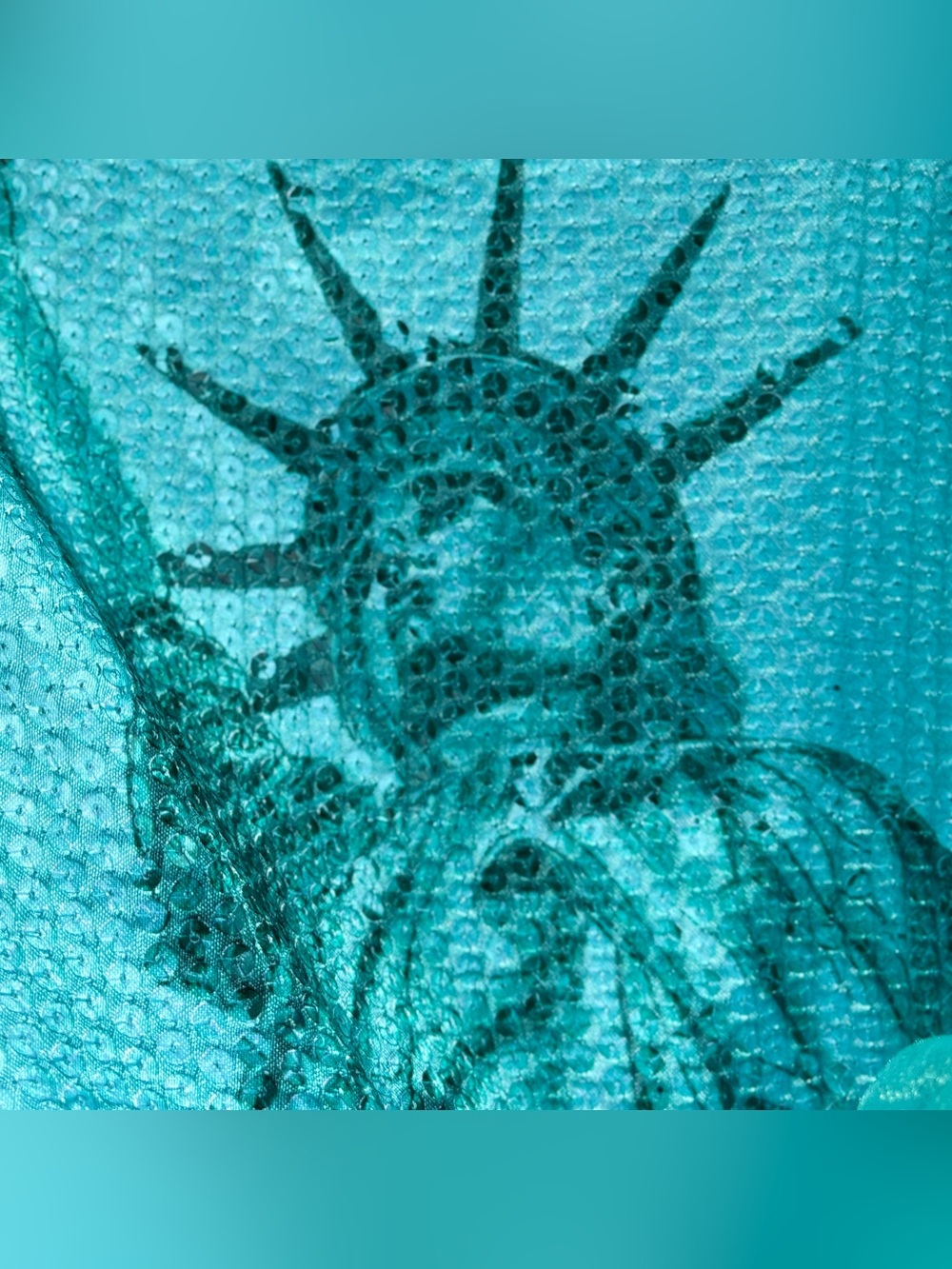 Girls Teal Blue Statue Of Liberty Dress Gown Size M Satin Tulle Sequins Costume - Picture 6 of 12